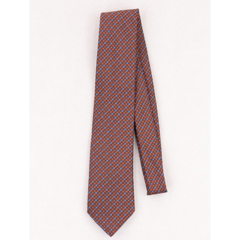 Geoff Nicholson Silk Neck Tie Brown Blue Geometric Pattern Made In Italy - Picture 4 of 8